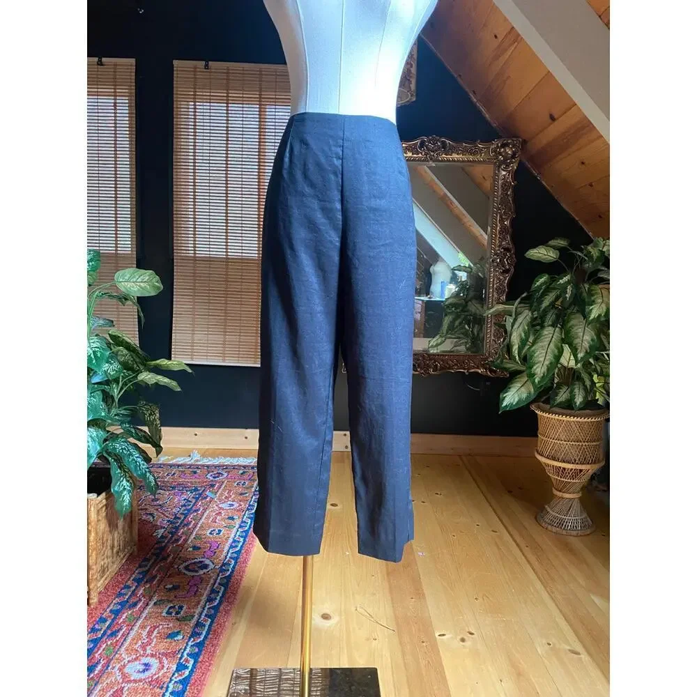 Linen Pant Cropped Black